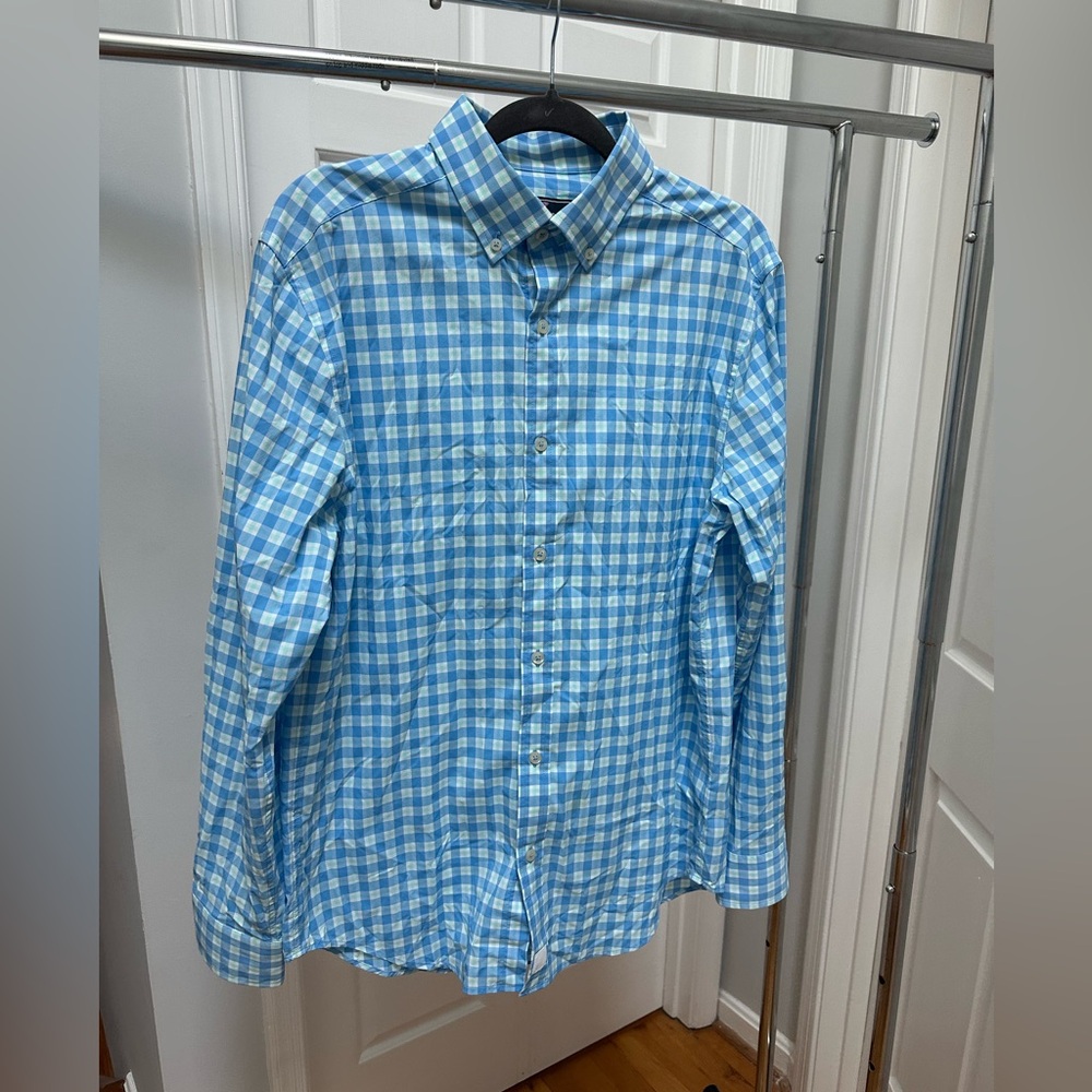 Vineyard Vines Performance Classic Fit Murray Shirt Blue Plaid Men's Medium